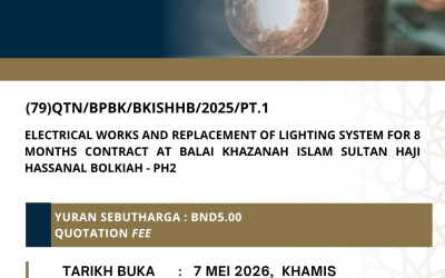 ‘ELECTRICAL WORKS AND REPLACEMENT OF LIGHTING SYSTEM FOR 8 MONTHS CONTRACT AT BALAI KHAZANAH ISLAM SULTAN HAJI HASSANAL BOLKIAH – PH2’